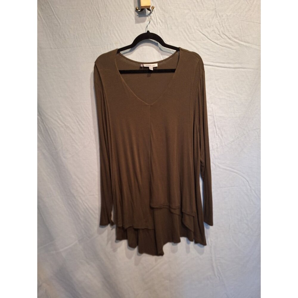 JLo Jennifer Lopez Womens Shirt Blouse Sweater Top Asymmetrical green 2XL